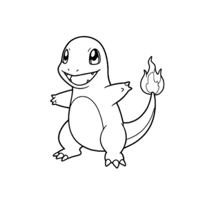 coloriage Charmander et la flamme à imprimer a4
