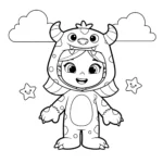 coloriage Adèle déguisée en monstre gentil pour enfants