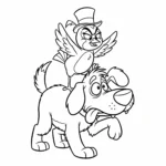coloriage Adèle et Ajax dans une pose rigolote pour enfant de 7 ans