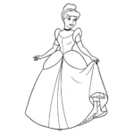 coloriage Cendrillon avec sa robe de bal pour enfants à imprimer