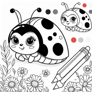 coloriage Coccinelle à imprimer pour enfant de 2 ans
