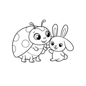 coloriage Coccinelle avec un ami à imprimer gratuitement