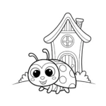 coloriage Coccinelle et sa Maison en ligne pour enfant