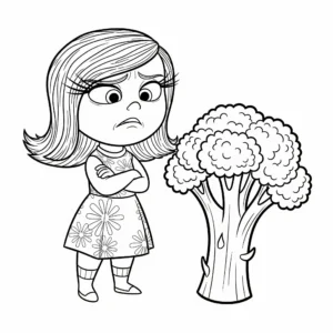coloriage Dégoût avec un brocoli a imprimer pour enfant de 4 ans