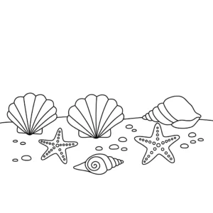 coloriage Des coquillages et des étoiles de mer à imprimer pour enfant de 4 ans