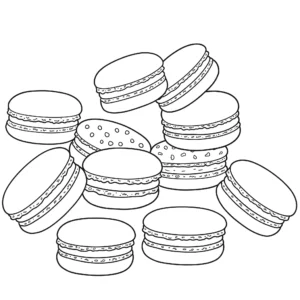 coloriage Des macarons éparpillés pour enfants a imprimer