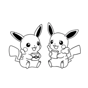 coloriage Deux amis Pokémon à imprimer pour enfant de 7 ans
