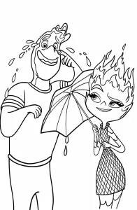 coloriage Elemental pour enfant de 7 ans