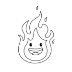 image de coloriage Flamme souriante pour enfant