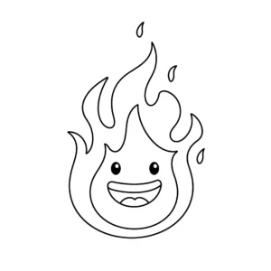 image de coloriage Flamme souriante pour enfant