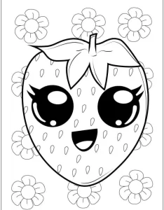 coloriage Fraise à imprimer pour enfants