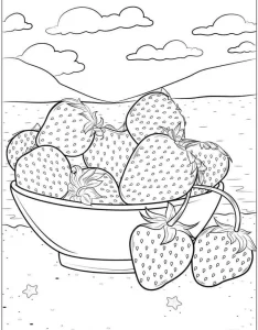 coloriage Fraise à imprimer pour enfant de 4 ans