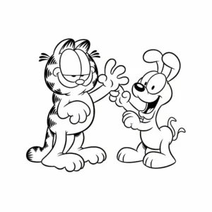 coloriage Garfield et Odie Jouant à imprimer pour enfant de 10 ans