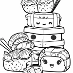 coloriage Kawaii Nourriture pour enfant de 6 ans