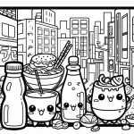 imprimer coloriage Kawaii Nourriture