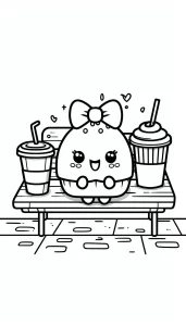 imprimer coloriage Kawaii Nourriture pour enfant