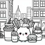 coloriage Kawaii Nourriture pour enfant