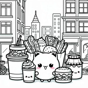 coloriage Kawaii Nourriture pour enfant