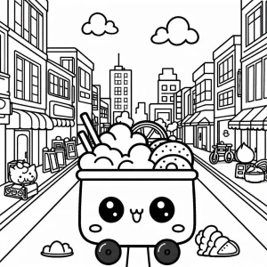 coloriage Kawaii Nourriture a dessiner en ligne