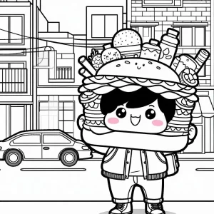 image pour coloriage Kawaii Nourriture enfant