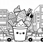 coloriage Kawaii Nourriture à imprimer gratuit