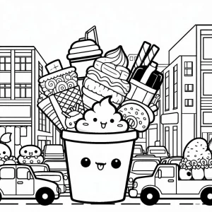 coloriage Kawaii Nourriture à imprimer gratuit