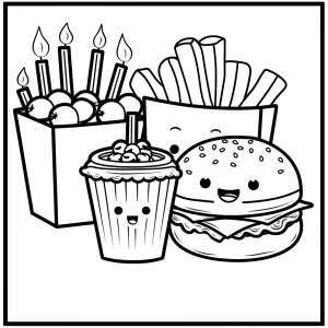 coloriage Kawaii Nourriture a dessiner en ligne