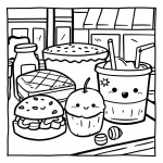 coloriage Kawaii Nourriture à imprimer pour enfant de 7 ans