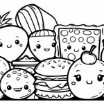 coloriage Kawaii Nourriture à imprimer pour enfant de 9 ans