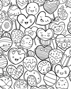 coloriage Kawaii Nourriture pour enfants à télécharger