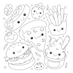 coloriage Kawaii Nourriture à imprimer pour enfants
