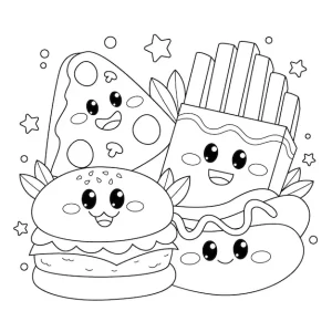 coloriage Kawaii Nourriture à imprimer