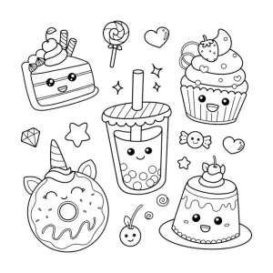 coloriage Kawaii Nourriture a imprimer