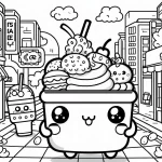 coloriage Kawaii Nourriture à imprimer pour enfant de 3 ans