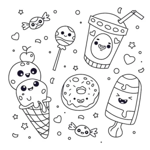 coloriage Kawaii Nourriture a imprimer