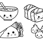 coloriage Kawaii Nourriture de pour enfants