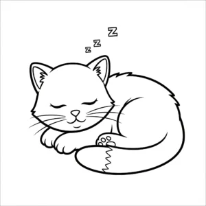 coloriage Le chat endormi a imprimer gratuitement