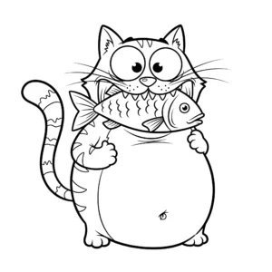 coloriage Le chat gourmand gratuit à imprimer