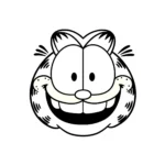 coloriage Le visage de Garfield avec un grand sourire à imprimer pdf