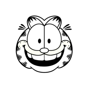 coloriage Le visage de Garfield avec un grand sourire à imprimer pdf