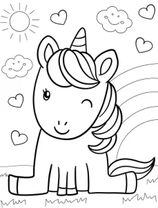 coloriage Licorne à imprimer pour enfant de 4 ans