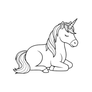 coloriage Licorne au repos pour enfant de 8 ans