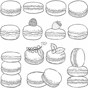 coloriage Macaron et découpage à imprimer