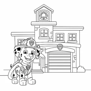 coloriage Marcus le pompier et la caserne gratuit à imprimer