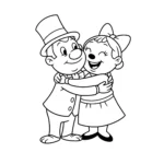 coloriage Monsieur Chatouille embrasse Madame Rigolote pour enfants à télécharger