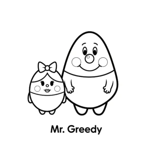 coloriage Monsieur Glouton et Madame Gourmande a imprimer pour enfant de 4 ans