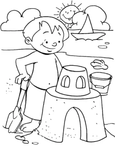 coloriage Plage et decoupage
