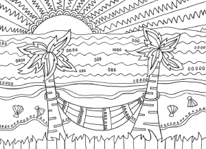 coloriage Plage à imprimer pour enfant de 6 ans