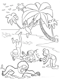 coloriage Plage et découpage à imprimer