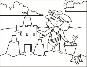 coloriage Plage pour enfant de 6 ans